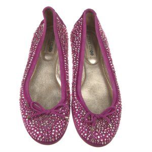 Jimmy Choo Suede Crystal Ballerina Pink Flats